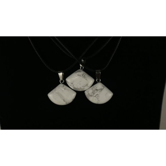 Tumbled Howlite Pendant on Black Cord Adjustable Necklace 9" - Picture 4 of 8